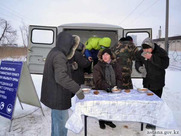 Mobile meals station for homeless in Astana, KZ